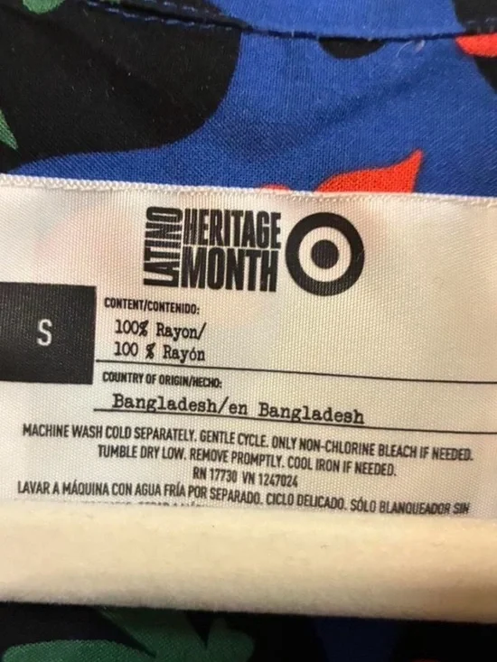 Black Floral Button-Up Shirt with Green & Blue Vines - Picture 2 of 3